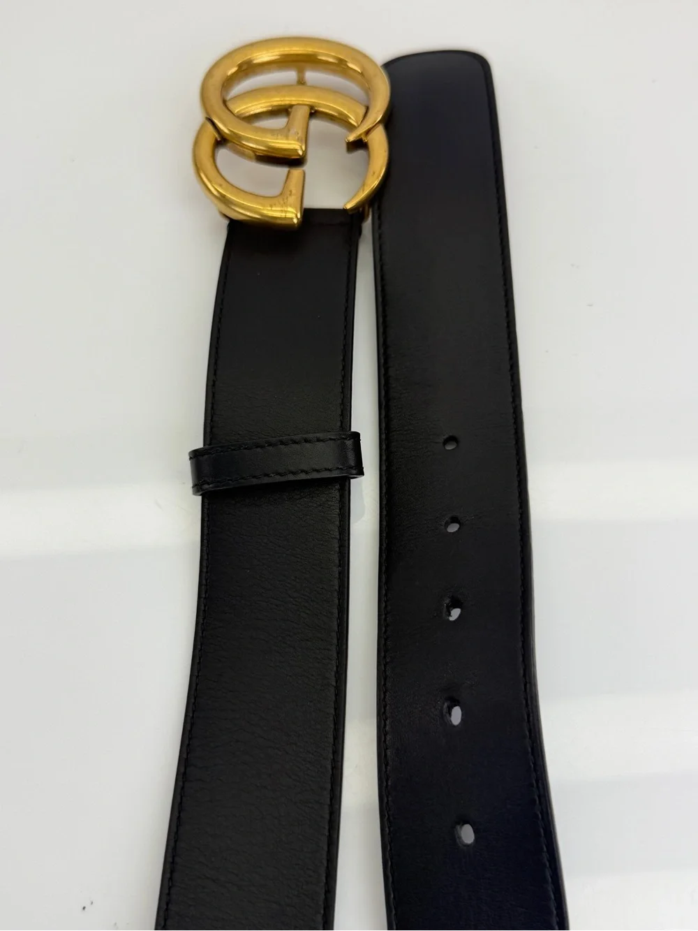 Gucci 2015 Re Edition Wide Leather Belt Gg Double Marmont Black 400593 100/40